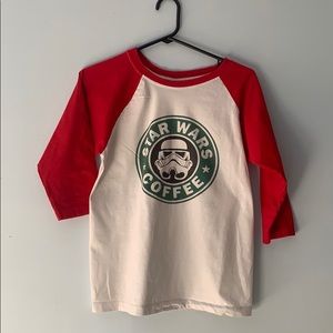 Star Wars Coffee T Shirt 3/4 length sleeves